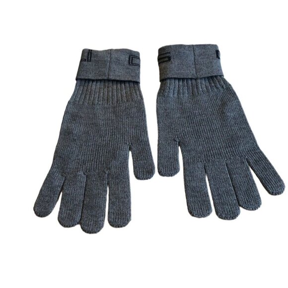 Cavalli Class Gloves Wool Grey Logo Print Knitted One Size New Tag Unisex Winter - Picture 6 of 10